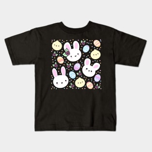 Cute easter bunny and easter eggs and flowers Kids T-Shirt